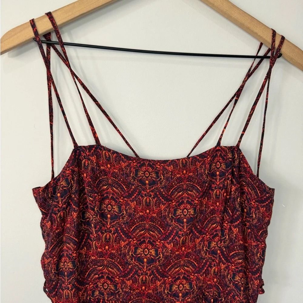 Abercrombie & Fitch boho print side cut outs faux wrap maxi dress medium